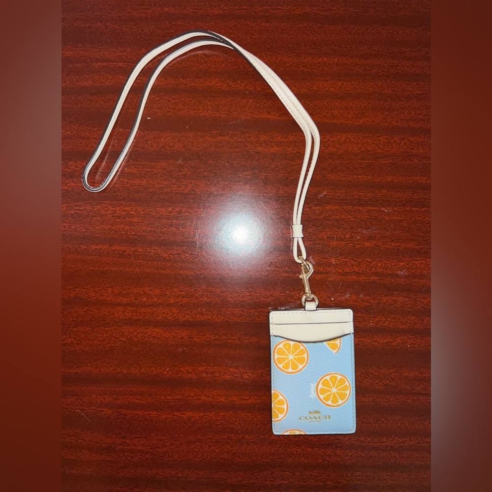 coach ID lanyard with lemon print